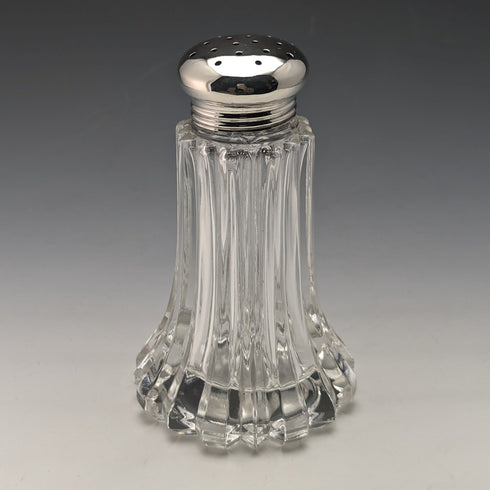 1906 年英國古董雕花玻璃調味品調味品純銀蓋子 WW Harrison